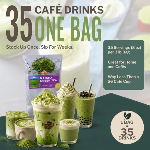 Matcha Green Tea Latte Powder Mix - 3lb Bulk Bag, 35 Servings