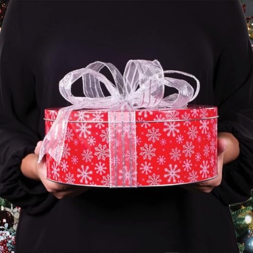 Steel Mill & Co. Snowflake & Holly Cookie Tin Set of 3 – Round Bakeware Gift Tins