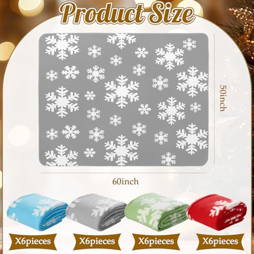 Fanfanwin 24-Pack Multicolor Christmas Snowflake Throw Blankets 50x60"