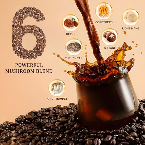 Instant Mushroom Coffee Blend with Adaptogenic Mushrooms - 10.58oz, 50 Servings