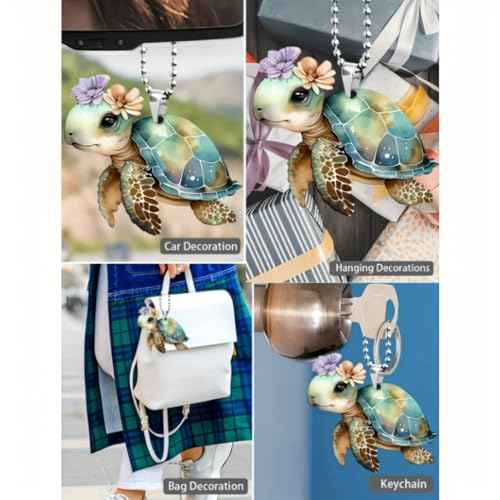 Maciebelle Rear View Mirror Accessories, Sea Turtle Gifts, Christmas Ornaments for Tree, Mirror Hanging Car Interior Accessories, White Elephant Gifts for Women