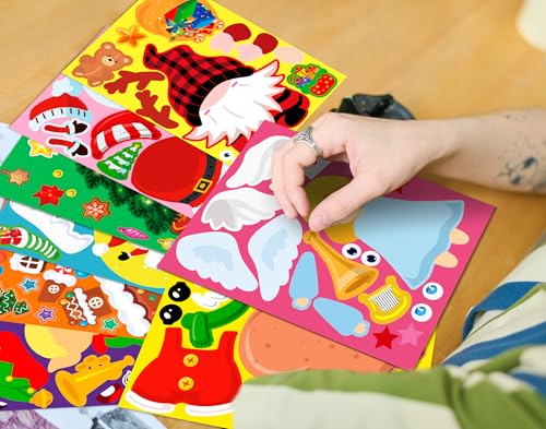 80UncleKimby 70 Sheets Christmas Stickers Bulk - 16 Festive Designs for Crafts & Gifts