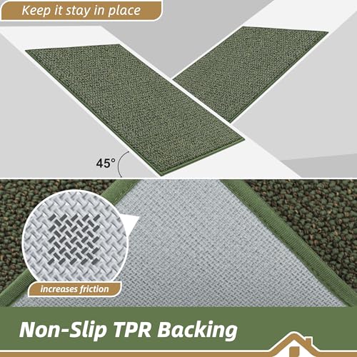 Kitchen Rugs Non-Slip 24x36 Inch Green Floor Mat - Absorbent & Durable
