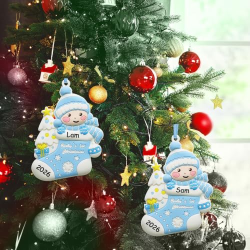 Personalized Baby's First Christmas Ornament – Boy 2026, Tevxj, 1 Pcs, 10x7x0.5cm