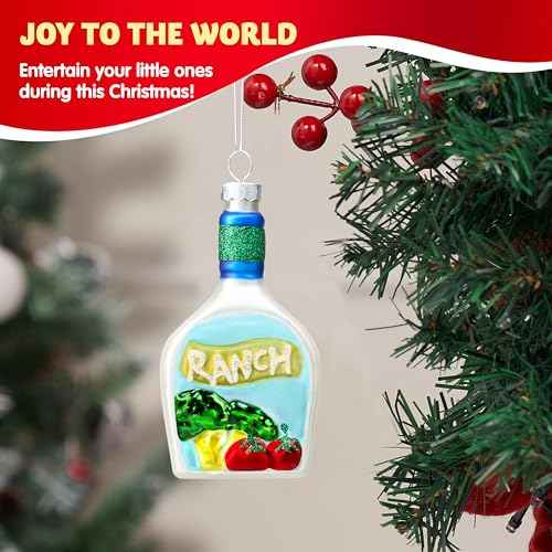 Joiedomi Small Christmas Salad Ranch Dressing Ornament, Funny Food Blown Glass Mini Ornaments for Christmas Tree Hanging Decorations Indoor, Xmas Party Favors Supplies Presents