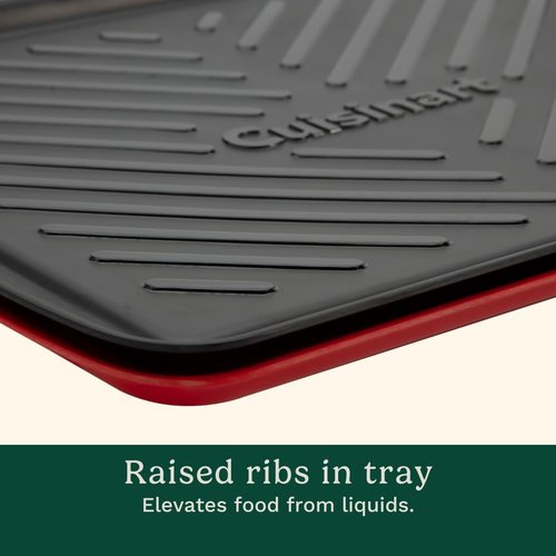 Cuisinart BBQ Grilling Prep & Serve Trays - 17x10.5 Inch, Dishwasher Safe, Black & Red, Ideal for Meat