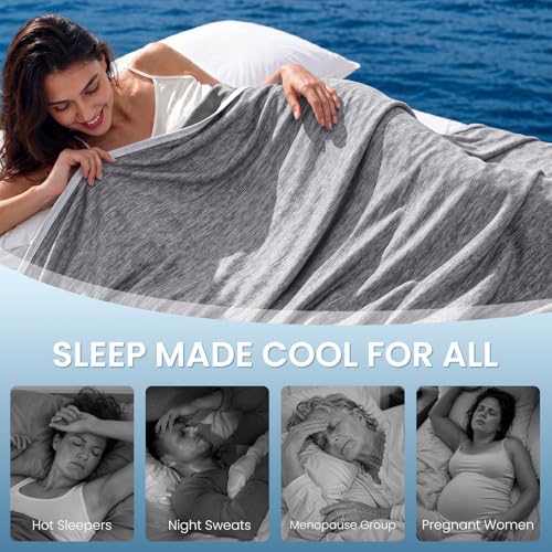 Topcee Grey King Size Cooling Blanket 90x108 for Hot Sleepers Summer Bed Cover