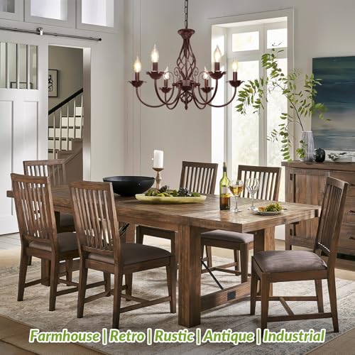 6-Light Farmhouse Candle Chandelier for Dining Room, Oil Rubbed Brown