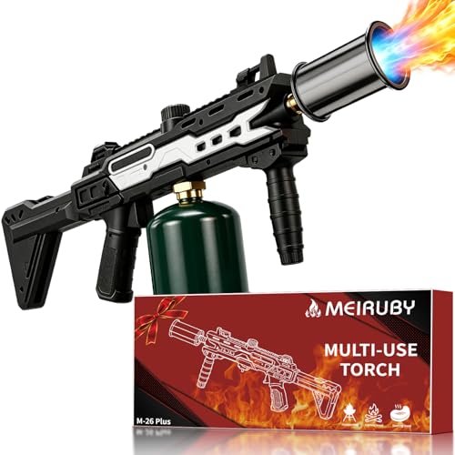 MEIRUBY Black Silver Propane Torch Gun for Culinary & Outdoor Use – Searing, Camping, Charcoal Starter