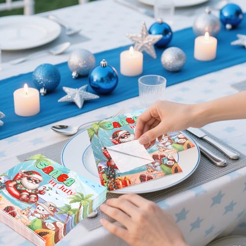 Gameza Summer Santa July Christmas Napkins 50Pcs Beach Party Disposable Paper Tableware