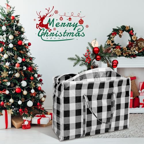 Black Christmas Storage Bags 12 Pack 27x20 Heavy Duty Container with Handles