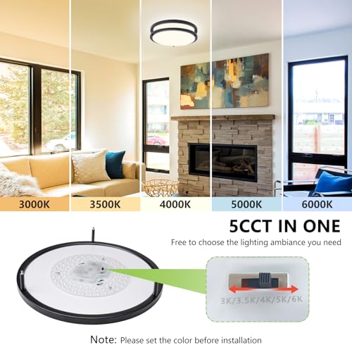 2 Pack Dimmable LED Ceiling Lights 36W 3000K-6000K Modern Flush Mount Fixture