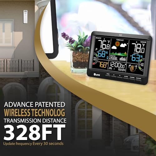 Wireless Indoor Outdoor Weather Station Thermometer Atomic Clock Black - Unni
