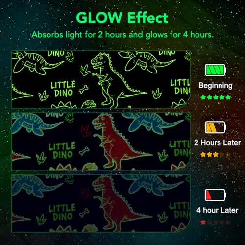 Blue Dinosaur Glow-in-The-Dark Throw Blanket 50x60 Inches for Kids & Teens