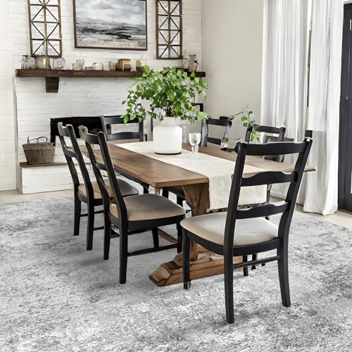 Grey 8x10 Washable Abstract Area Rug Non Slip Living Room Floor Mat
