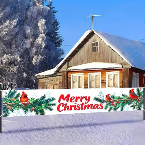 HOMETITUTE Merry Christmas Banner Cardinal Pine Decor 118 x 20 Inch - variation #9