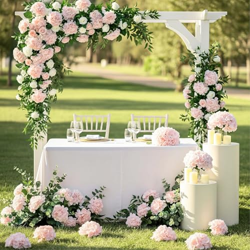 Pink Hydrangea Artificial Flowers Bulk Set - 64 Pieces, Realistic Silk Blooms