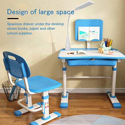 Blue Kids Desk and Chair Set - Adjustable Study Furniture for Children 3-15 Years