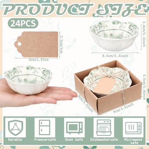 Sage Green Ceramic Wedding Favors - 24 Mini Flower Bowls for Guests