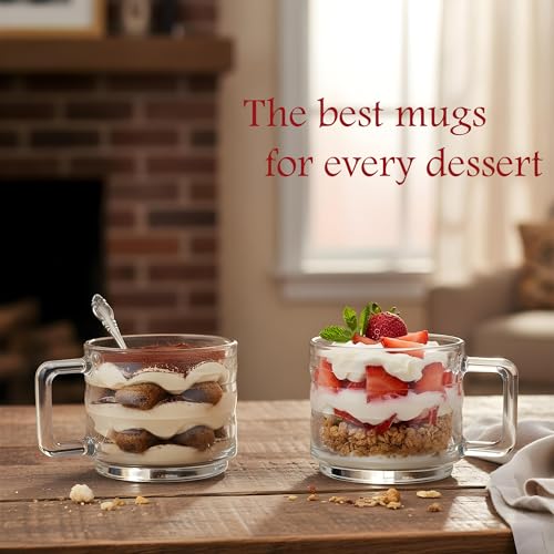 Set of 6 Stackable Fully Tempered Glass Coffee Mugs with Ribbed Design 250cc/8.5oz Turkish Coffee Cup