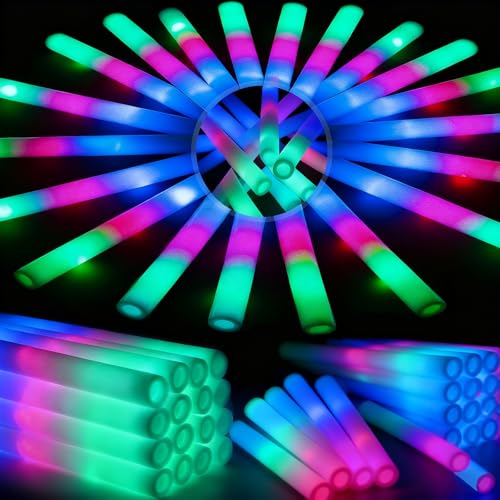 44 PCS Foam Glow Sticks with 3 Flashing Modes - LED Party Light Up Sticks for Events