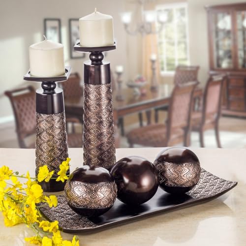 Creative Scents Dublin Brown Tray and Ball Set - Living Room, Entry