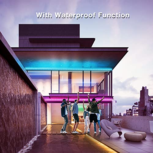 DAYBETTER 50ft Waterproof RGB LED Strip Lights with App & Remote Control - Outdoor Decor