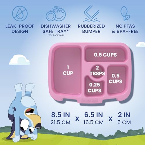 Kids Lunch Set with Bluey - Heart & Crafts 3-Piece Bento Box & Accessories - Leak-Proof, Insulated, Toddler Friendly