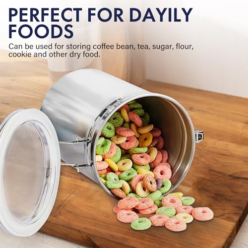 ENLOY Large 165oz Stainless Steel Airtight Food Storage Canister with Clear Lid