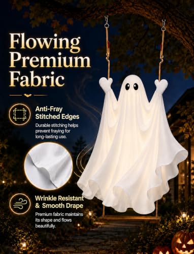 HOPOCO Lighted Halloween Swing Ghost Outdoor Decor with Remote Control