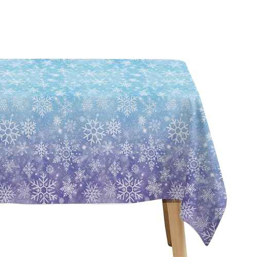 Winter Snowflake Party Tablecloth Decorations, 3 Pack Disposable Frozen Blue Purple Snowflake Wonderland Tablecover Supplies for Christmas, New Year, Baby Shower, Birthday, 86in x 55in