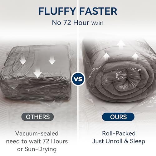 BDEUS Dark Gray Queen Size Dual Layer Memory Foam Mattress Topper with Gel & Down Alternative Quilt