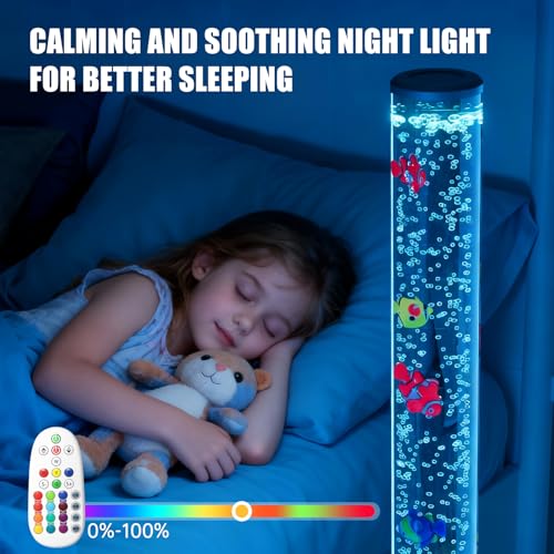 Large Sensory Bubble Tube Lamp with Remote Control & 16 Color Effects for Stress Relief