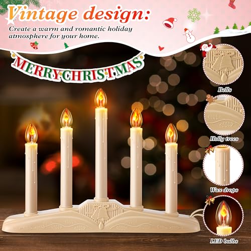 Meonum 1 Set 5 Electric Window Candles with Flame Effect for Christmas Decor - Flame Variant