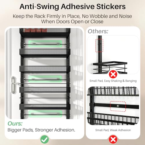 SNTD Black Over the Door Organizer 8 Tiers, 17" W x 6" D x 69" H, Adjustable Fit