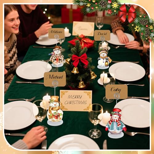 Yookeer Snowman Christmas Table Card Holders - 24 Sets Holiday Decor