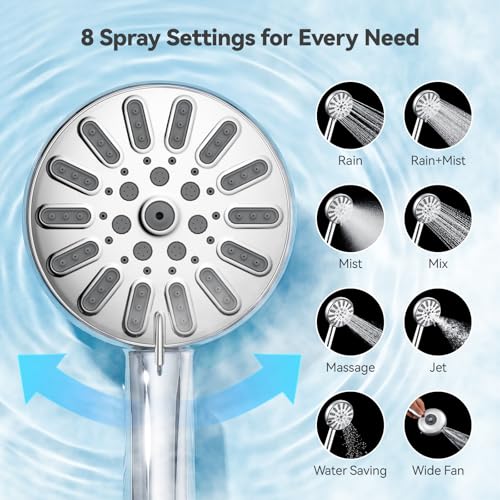 High Pressure Magnetic Shower Head with Handheld Combo - Chrome