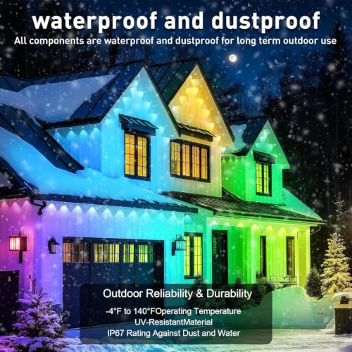 150FT Outdoor RGB LED Light Strips with App Control Waterproof IP67 Halloween Christmas