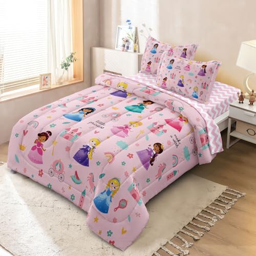 Kids Girls Princess Comforter Set Twin Pink Princess / Twin - Cozy Bed Bedding