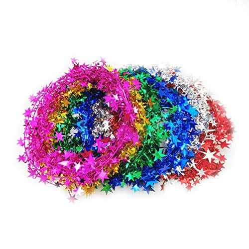 Christmas Tree Tinsel Atmosphere Decoration Wire Stars 5 Meters 6 Colors