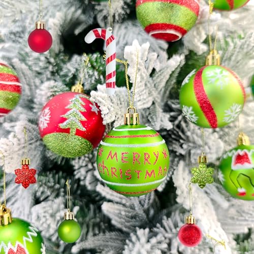46 Pcs Christmas Tree Ornaments Set Red & Green Holiday Decor