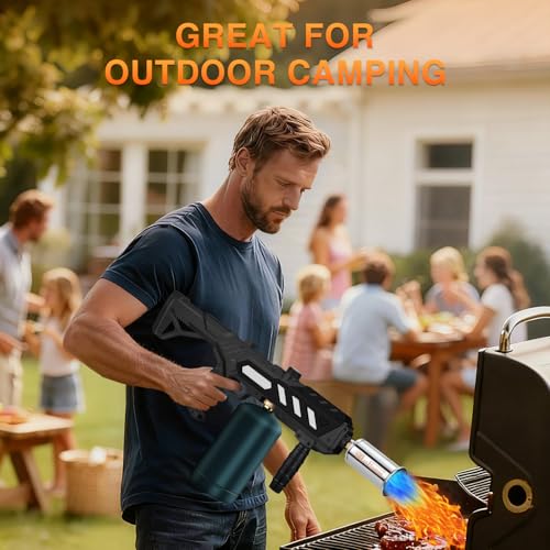 Propane Torch Gun for Cooking & Outdoor BBQ - Detachable, Adjustable Flame - Black