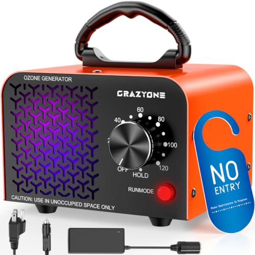 Orange Portable 2-in-1 Ozone Generator 108,000mg/h for Home & Car Odor Removal