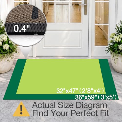 LUMI Outside Welcome Door Mat 32x47 - Non-Slip Durable Rubber, Easy Clean, Hello Variation