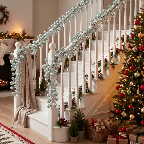Suncalla 6 ft Green Christmas Ball Garland - Holiday Tree & Mantel Decor (Green / Christmas Ball Garland)
