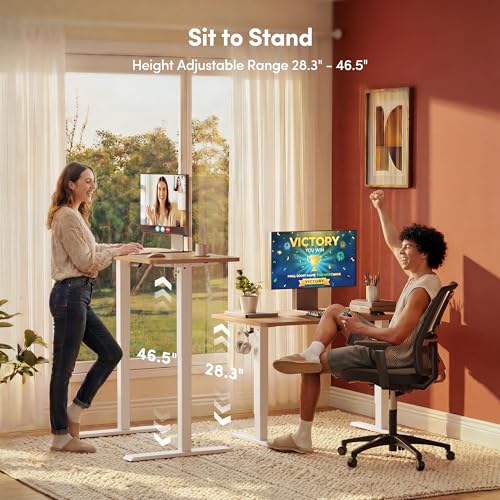 FEZIBO Maple 48x24 Inch Electric Standing Desk - Adjustable Height, 3 Memory Presets