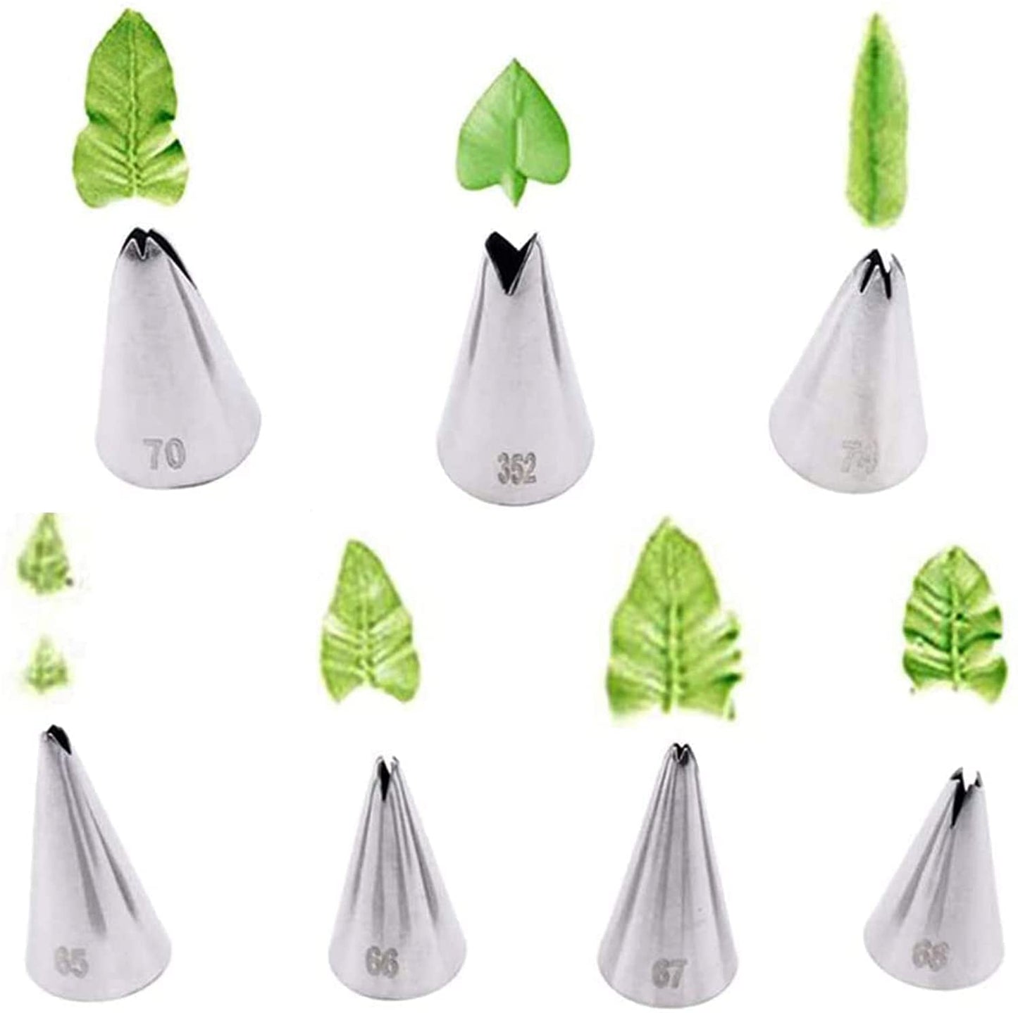 Russian Piping Tips Set, Airlxf Stainless Steel Flower Cake Cupcake Decorating Supplies Kit Flower Frosting Tips DIY Icing Piping Tips for Cake Decorating (7 PCS Leaf Tips)