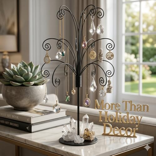 Black 20-Inch Metal Ornament Display Stand for Crystal & Collectibles