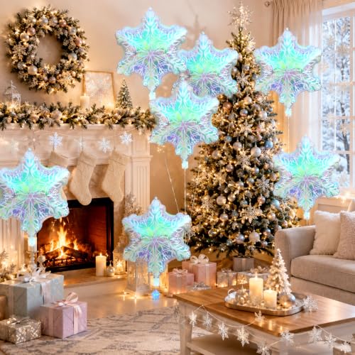 Snowflake Balloons 8-Pack Iridescent Winter Party Decorations