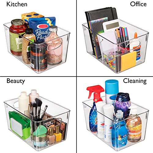8 Pack Clear Plastic Storage Bins with Lids - 11 x 7.5 x 6 Inch Kitchen & Pantry Organization